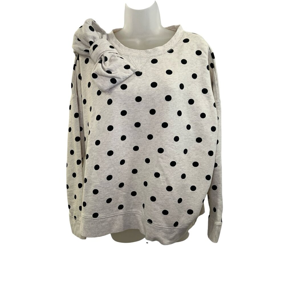 Kate Spade Light Gray Sweatshirt with Black Dots and Bow